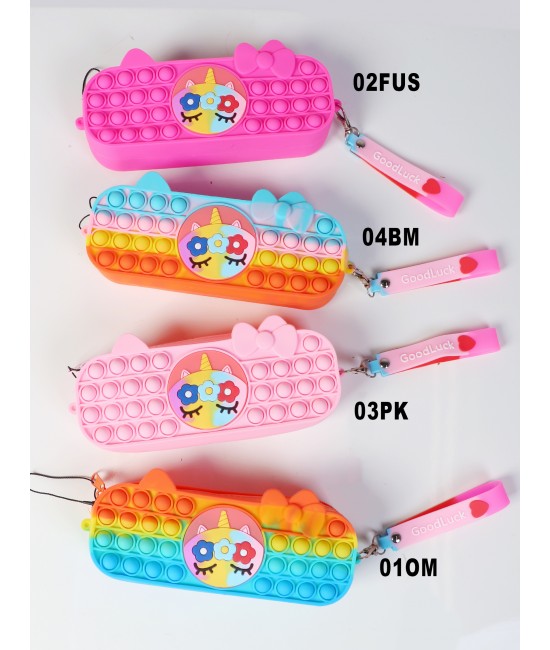 Kids POP-IT Unicorn Silicon Pencil Case w/Zipper Closure Kids POP-IT Unicorn Silicon Pencil Case w/Zipper Closure